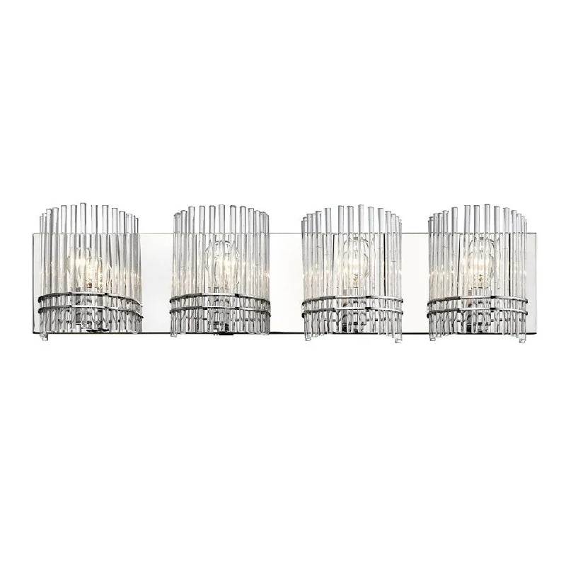 Golden Lighting Luciano Chrome With Clear Crystal Rods 4-light Bath Vanity