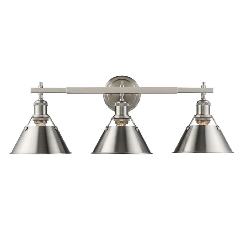 Golden Lighting Orwell PW Pewter-finished Steel 3-light Bath Vanity Fixture - Pewter with Pewter