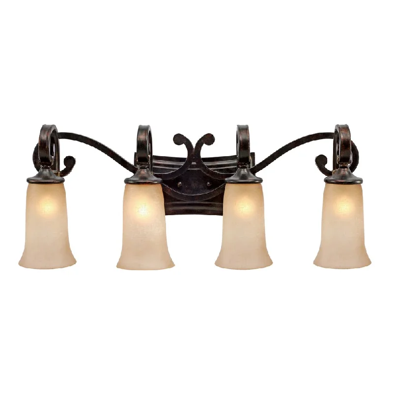 Golden Lighting Portland Fired Bronze and Birch Glass 4-light Bath Vanity