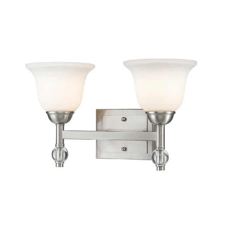 Golden Lighting Waverly Opal Gass Pewter 2-light Bath Vanity Light