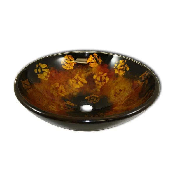 Intelligentsia Tempered Glass Bathroom Gold Foil Vessel Sink