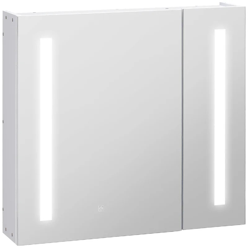 kleankin Illuminated Bathroom Mirror Cabinet 650 x 700Hmm LED Bathroom Mirror with Lights Touch Switch