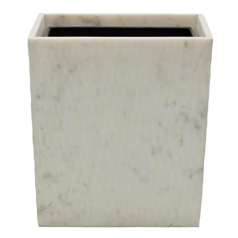 Kuna White Marble Rectangle Waste Basket