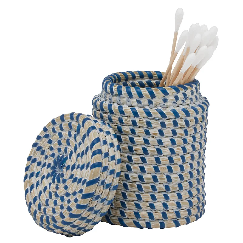 Kythira Seagrass Small Canister (Whitewashed/Navy)