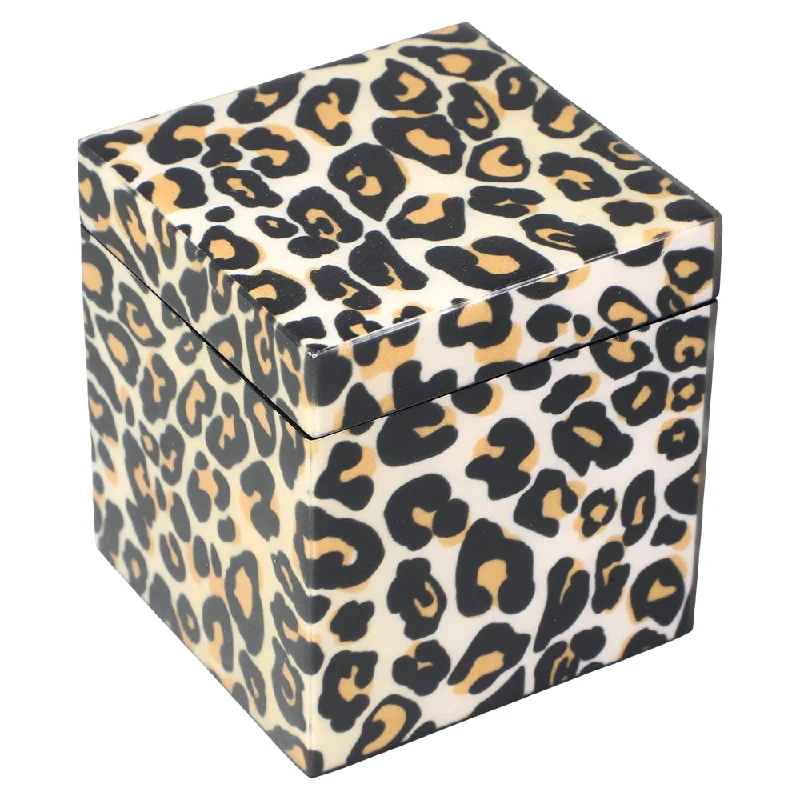 Leopard Fabric Inlay with Black Lacquer Canister