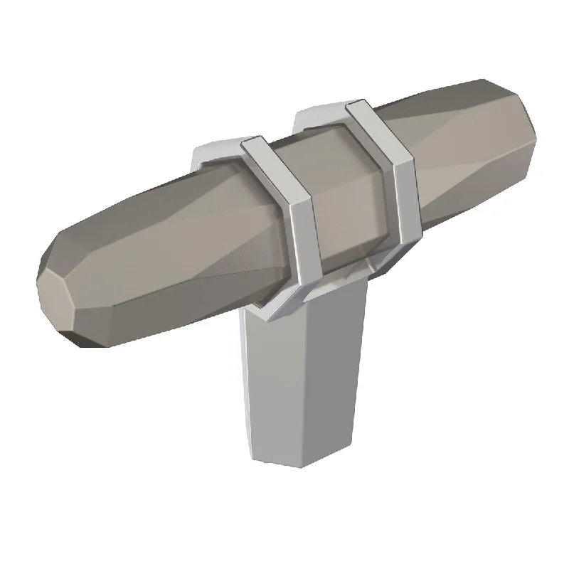 London 2-1/2 in (64 mm) Length Satin Nickel/Polished Chrome Cabinet Knob - Satin Nickel/Polished Chrome - 2 1/2 in.