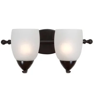 Mirror Lake 2-light Oil Rubbed Bronze Finish with White Etched Glass Vanity Light