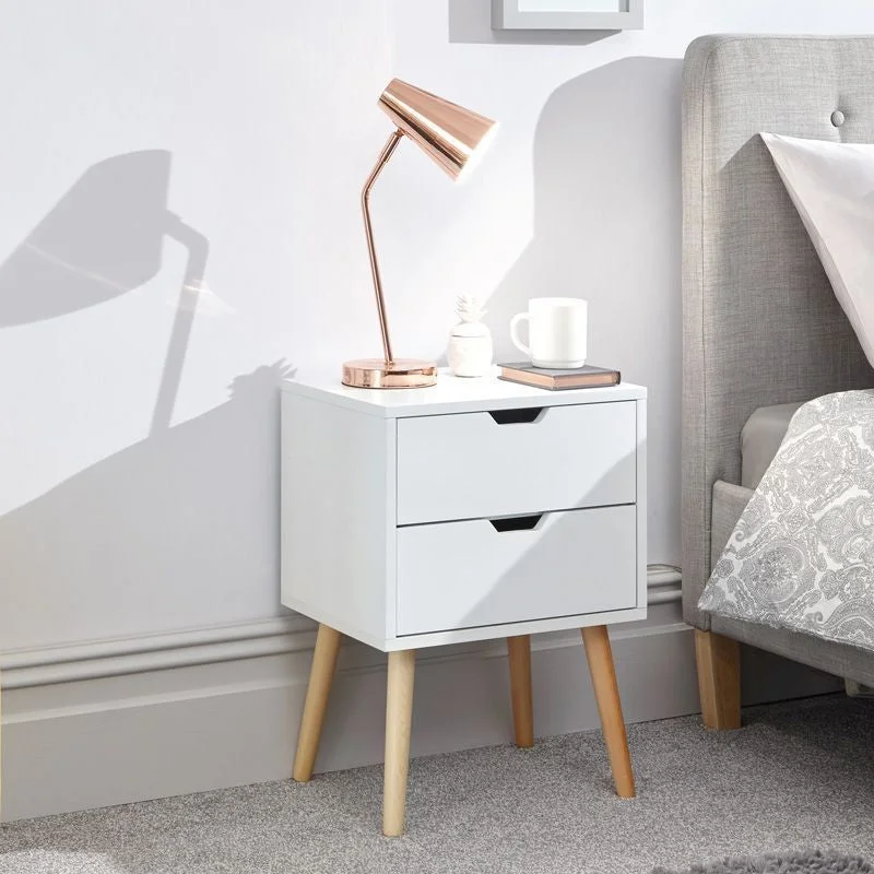 Nyborg Bedside Table White 2 Drawers