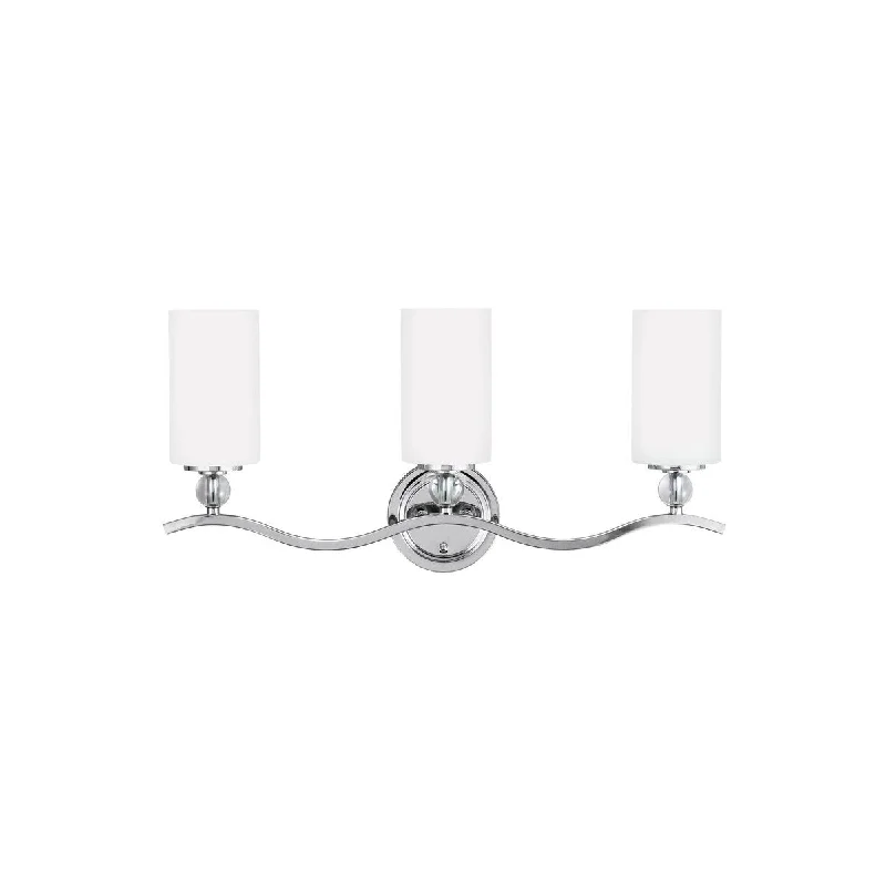 Sea Gull Englehorn Chrome and Optic Crystal 3-light Vanity Fixture