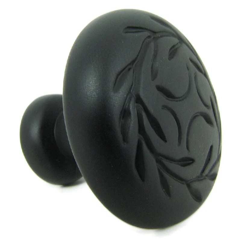 Stone Mill Matte-Black Leaf Cabinet Knob (Pack of 25)