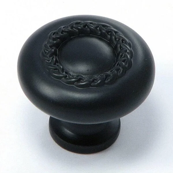 Stone Mill Rope Design Matte Black Cabinet Knobs (Pack of 25)