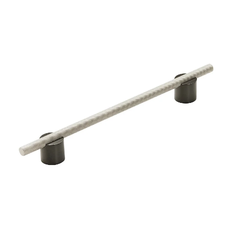 Transcendent 7-9/16 in (192 mm) Center-to-Center Matte Black/Silver Champagne Cabinet Pull - 7.5625