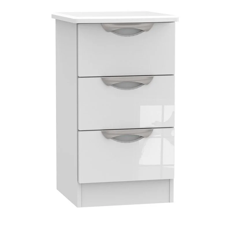 Weybourne Slim Bedside Table White 3 Drawers