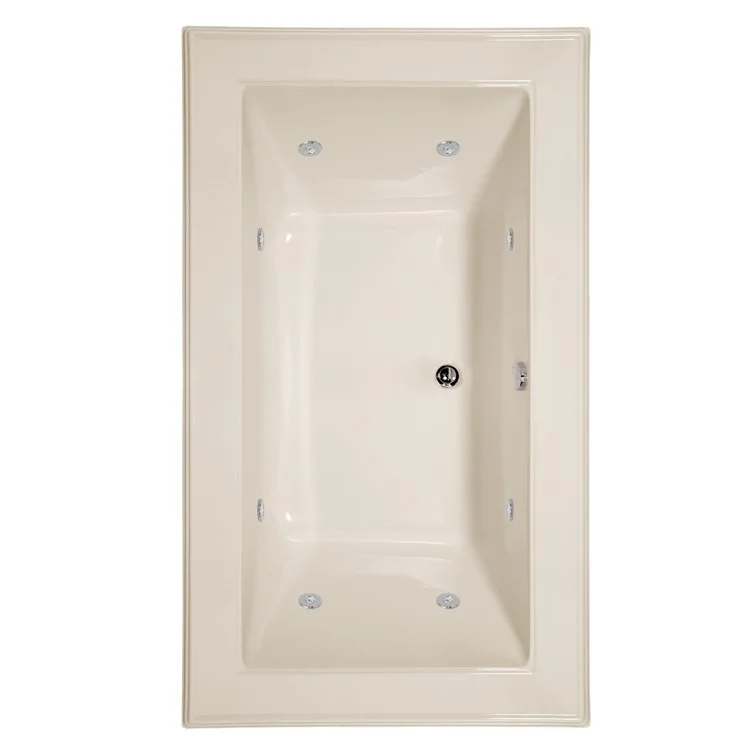 Whirlpool Tub Designer Collection Angel 66 x 42 x 22 Inch Drop-In Center Drain Biscuit Rectangle