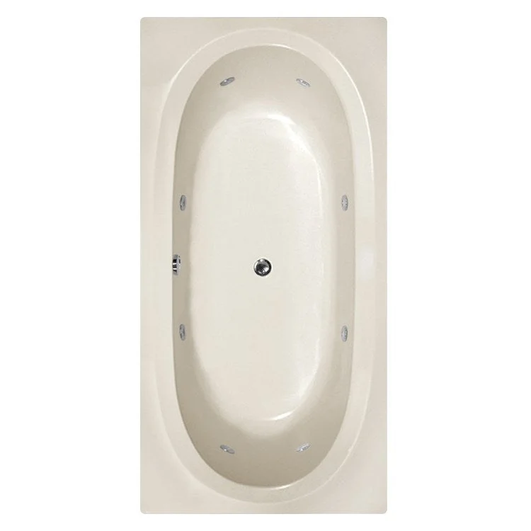 Whirlpool Tub Designer Collection Caribe 72 x 36 x 19 Inch Drop-In Center Drain Biscuit Rectangle