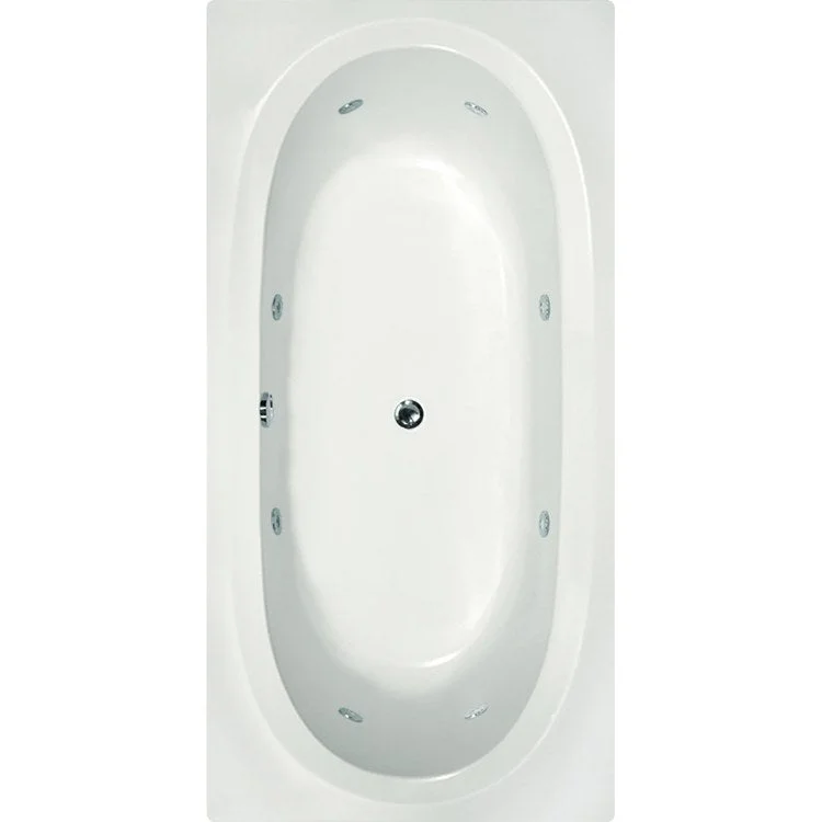 Whirlpool Tub Designer Collection Caribe 72 x 36 x 19 Inch Drop-In Center Drain White Rectangle