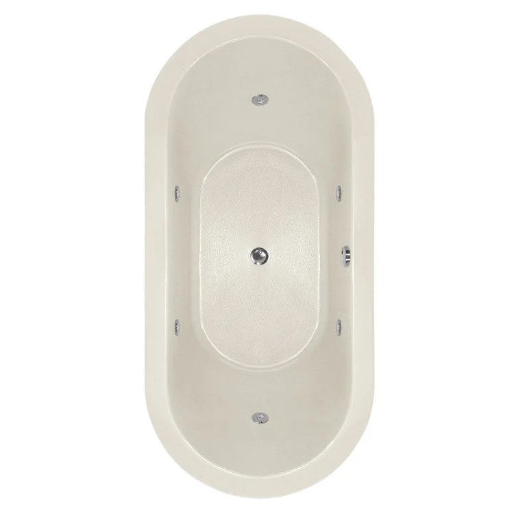 Whirlpool Tub Designer Collection Elle 66 x 32 x 19 Inch Drop-In Center Drain Biscuit Oval