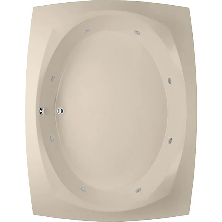 Whirlpool Tub Designer Collection Largo 82 x 64 x 19 Inch Drop-In Side Center Drain Almond Rectangle