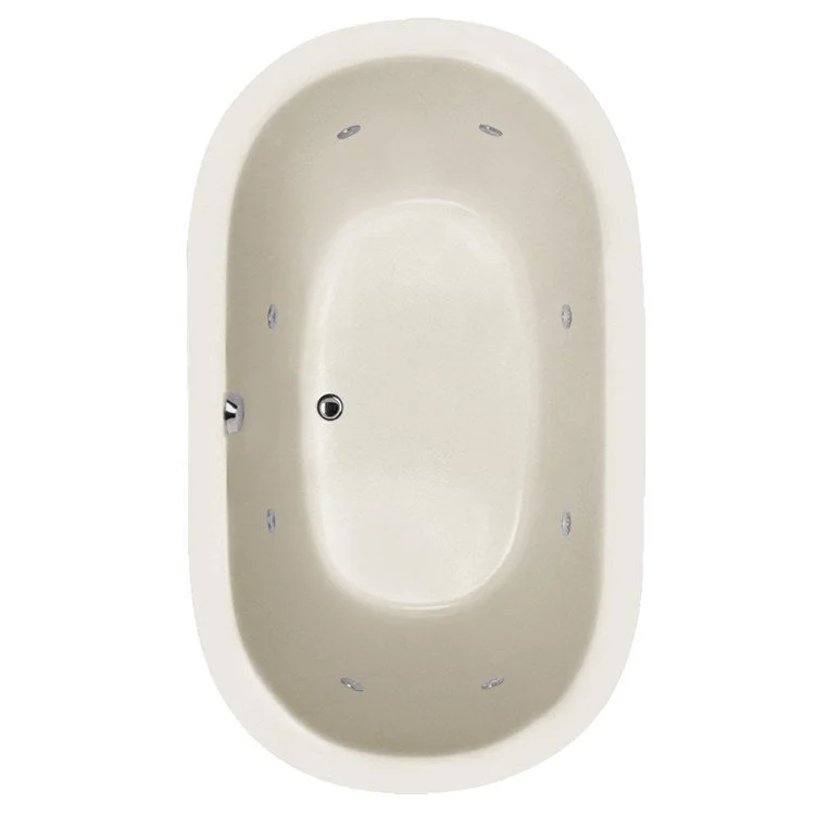 Whirlpool Tub Designer Collection Liliana 66 x 42 x 23 Inch Drop-In Side Center Drain Biscuit Oval