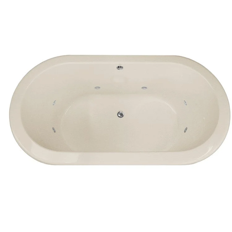 Whirlpool Tub Designer Collection Palmer 66 x 36 x 21 Inch Drop-In Center Drain Biscuit Oval