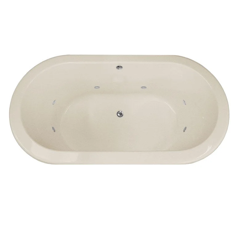 Whirlpool Tub Designer Collection Palmer 70 x 36 x 24 Inch Drop-In Center Drain Biscuit Oval