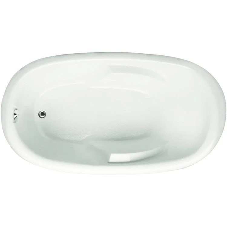 Whirlpool Tub Ston Collection Quartz 63 x 33 x 21 Inch Drop-In End Drain White Oval