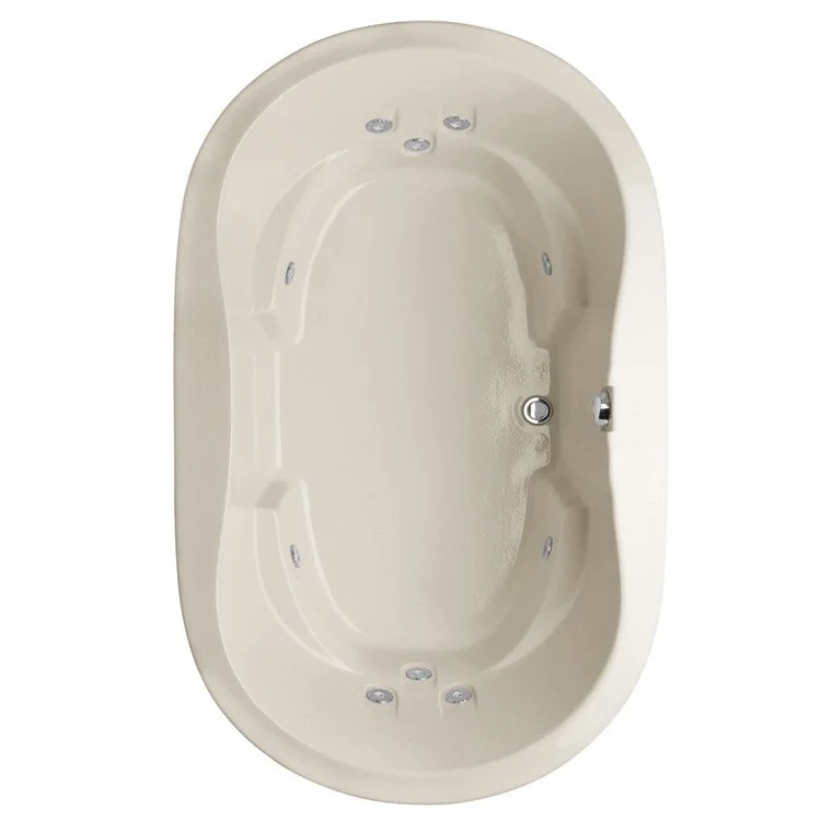 Whirlpool Tub Designer Collection Savannah 66 x 44 x 24 Inch Drop-In Side Center Drain Biscuit Oval