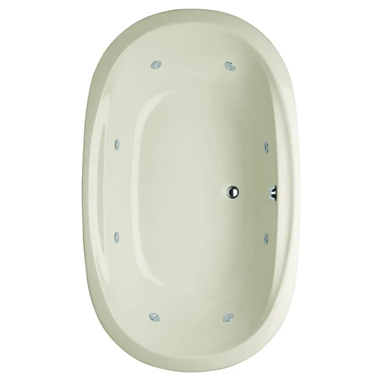 Whirlpool Tub Studio Collection Studio 66 x 44 x 19 Inch Drop-In Side Center Drain Biscuit Oval