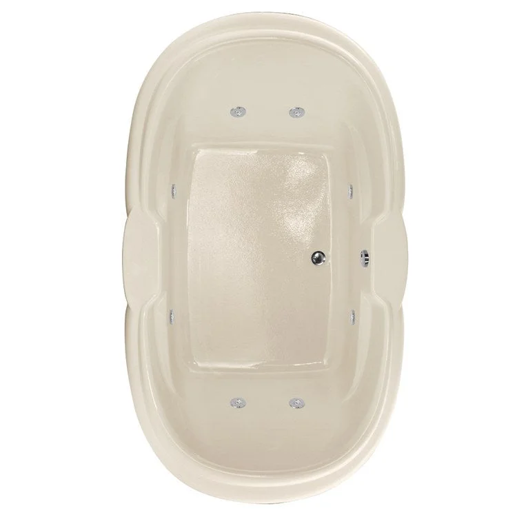 Whirlpool Tub Designer Collection Yvette 72 x 42 x 21 Inch Drop-In Side Center Drain Biscuit Oval