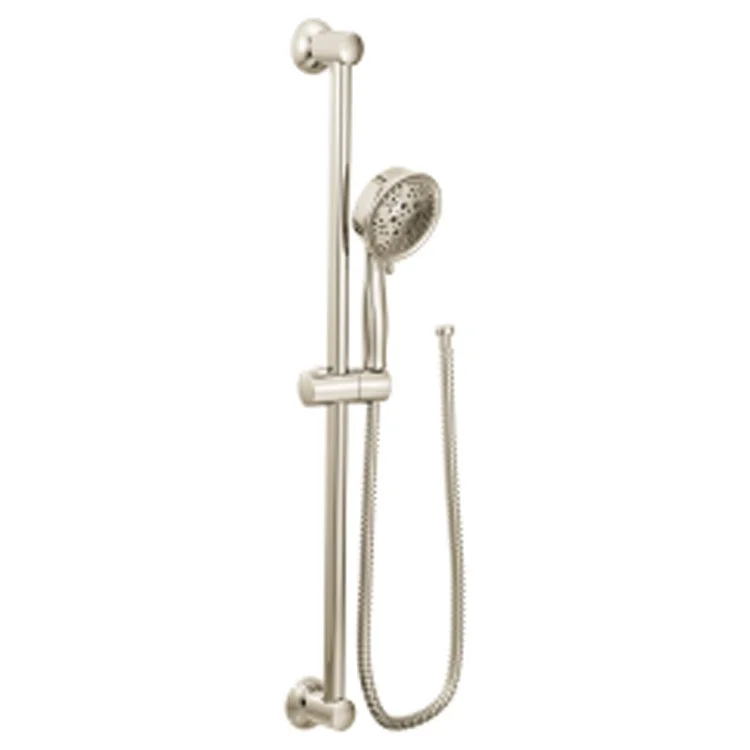 Handshower Set Eco-Performance Wand Polished Nickel 4 Function WaterSense ADA 1.75 Gallons per Minute 30 Inch Slide Bar