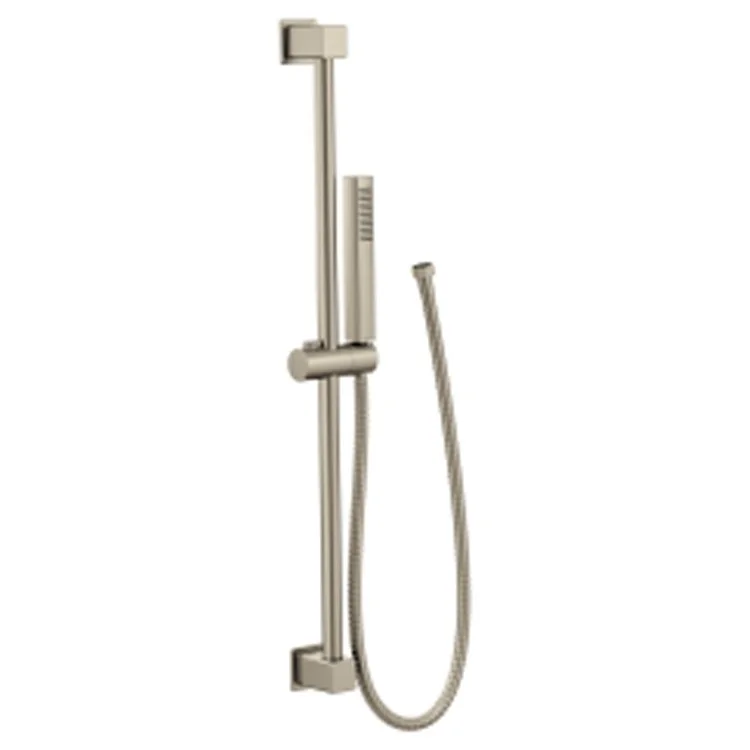 Handshower Set Square Wand Brushed Nickel 1 Function 1.75 Gallons per Minute 30IN Slide Bar with Push Button Height Selection