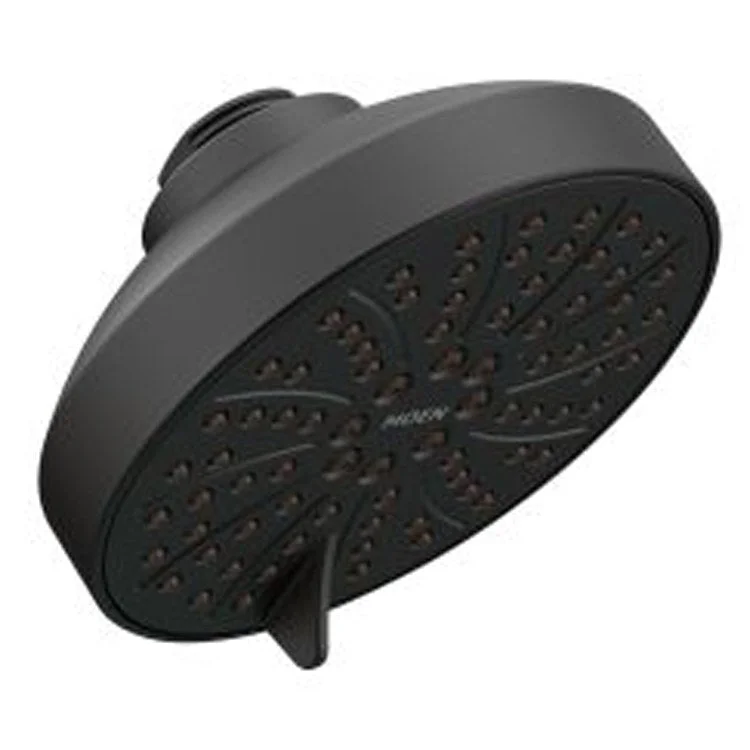 Showerhead 6 Function Eco-Performance Fixed Mount Matte Black 4-1/2 Inch 1.75 Gallons per Minute Wide Coverage Downpour Massage Relaxing Spray Rinse Full Spray