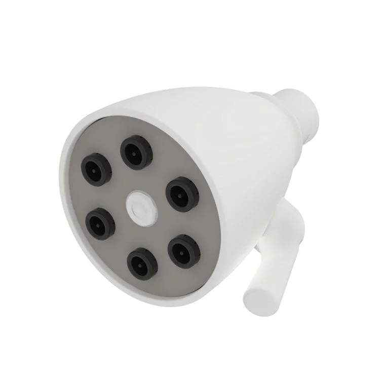 Showerhead Newport Bath 1 Function Matte White 2-13/16 Inch 1.8 Gallons per Minute 6-Nozzle Design with Side-Mounted Rotational Spray Control