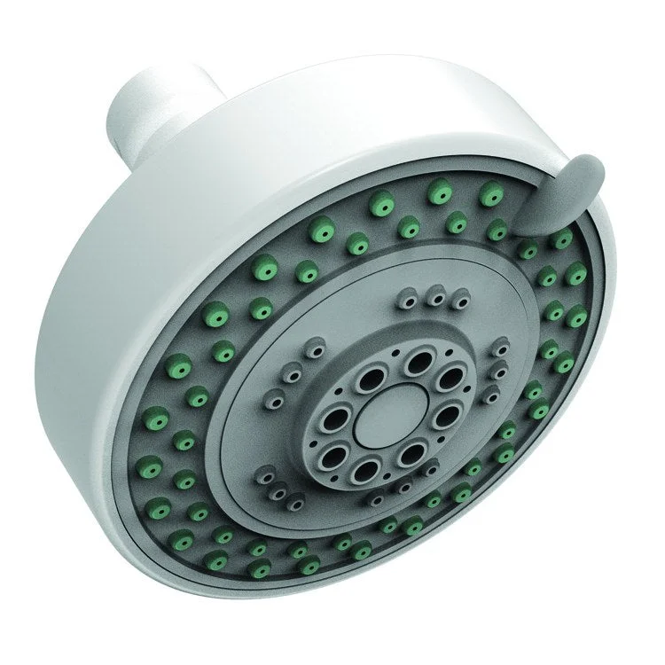 Showerhead Newport Bath 3 Function Matte White 4 Inch 1.8 Gallons per Minute Spray/Rain/Massage