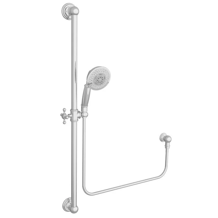 Handshower Set Tub and Shower Slidebar with Cross Handle Satin Brass PVD 3 Function 1.8 Gallons per Minute