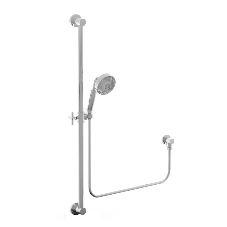 Handshower Set Tub and Shower Slidebar with Cross Handle Satin Brass PVD 3 Function 1.8 Gallons per Minute