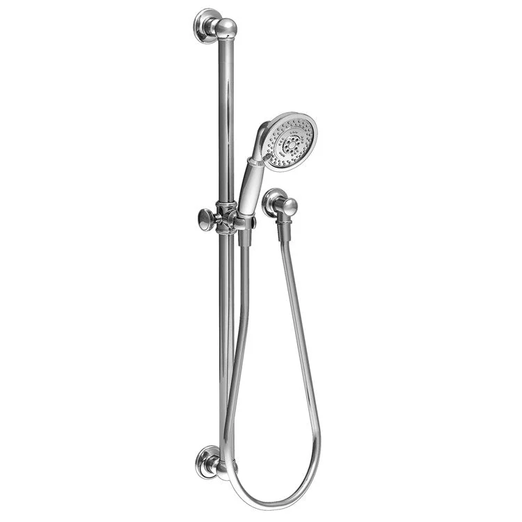 Handshower Set Tub and Shower Slidebar with Wheel Handle Aged Brass 3 Function 1.8 Gallons per Minute