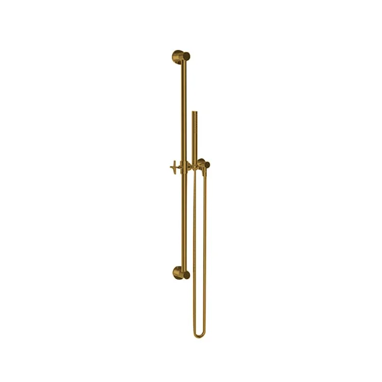 Handshower Set Tub and Shower Slidebar with Cross Handle Aged Brass 1 Function 1.8 Gallons per Minute