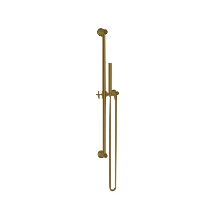 Handshower Set Tub and Shower Slidebar with Cross Handle Polished Brass Uncoated Living 1 Function 1.8 Gallons per Minute