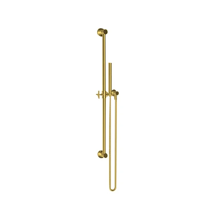 Handshower Set Tub and Shower Slidebar with Cross Handle Satin Brass PVD 1 Function 1.8 Gallons per Minute