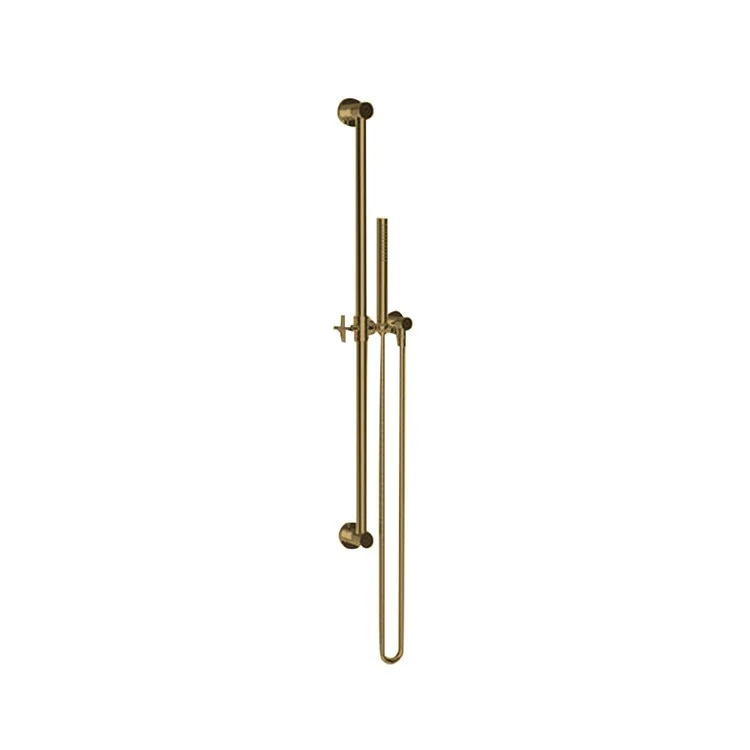 Handshower Set Tub and Shower Slidebar with Cross Handle Antique Brass 1 Function 1.8 Gallons per Minute