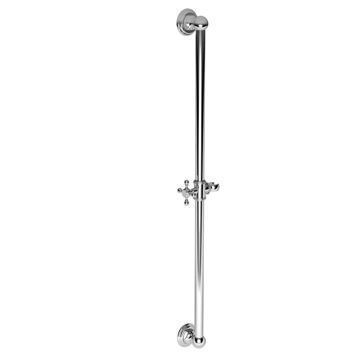 Slide Bar Tub and Shower Handshower with Round Escutcheon 36 Inch Satin Brass PVD Brass Wall