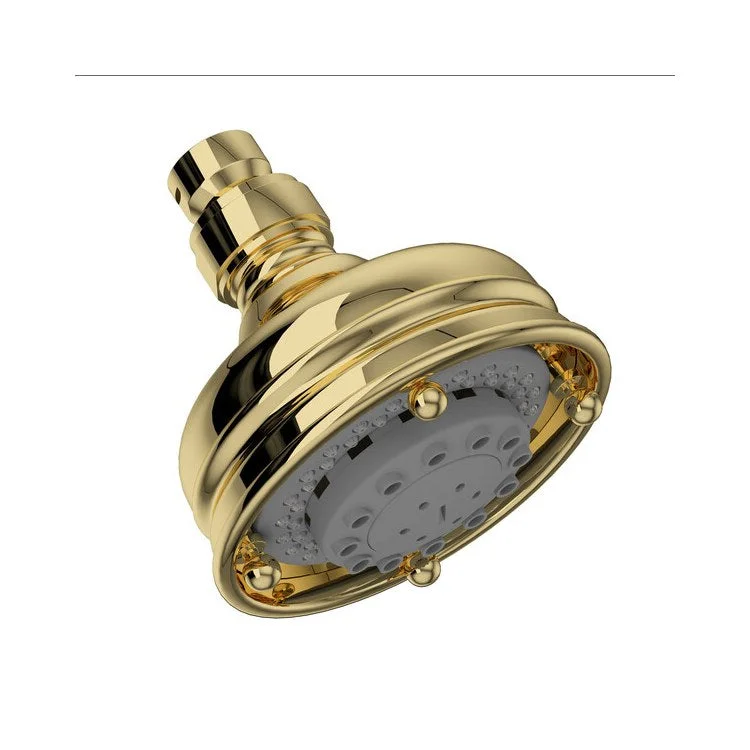 Showerhead Santena 3 Function Unlacquered Brass 4 Inch 2.0 Gallons per Minute Round