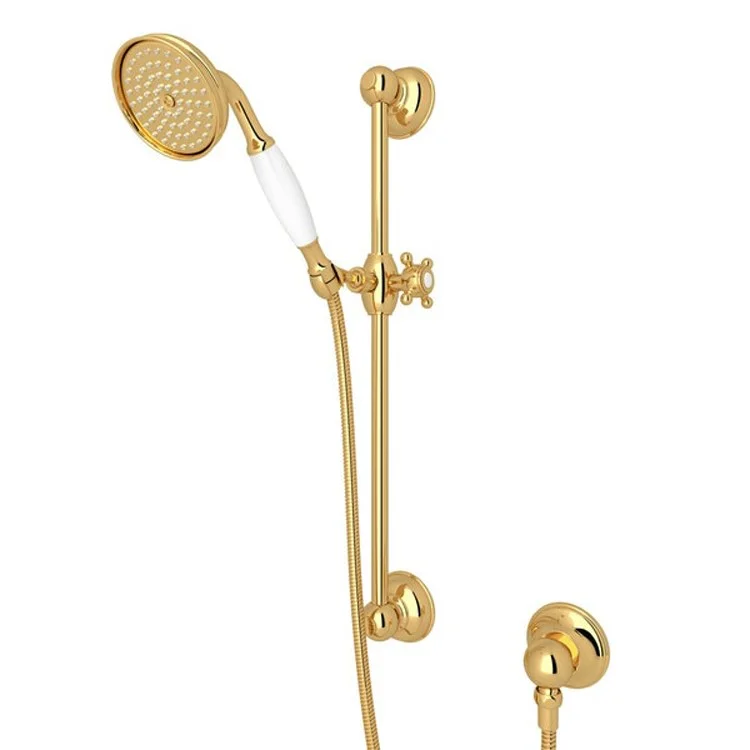 Handshower Set Resin Handle Italian Brass Side Spray 1 Function WaterSense 1.8 Gallons per Minute 21-5/8 Inch 2-9/16 Inch