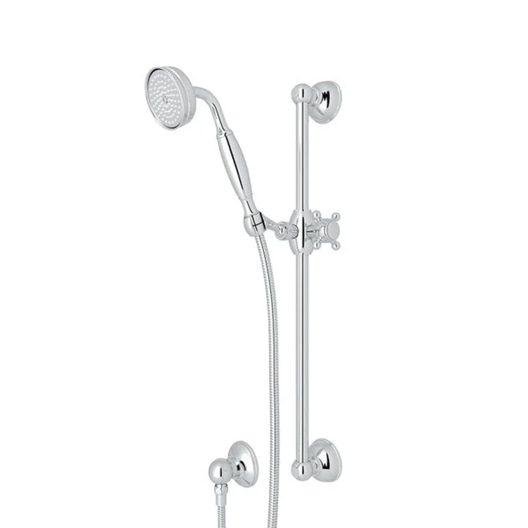 Handshower Set Metal Handle Polished Chrome Side Spray 1 Function 1.8 Gallons per Minute 21-5/8 Inch Brass Shower Bar