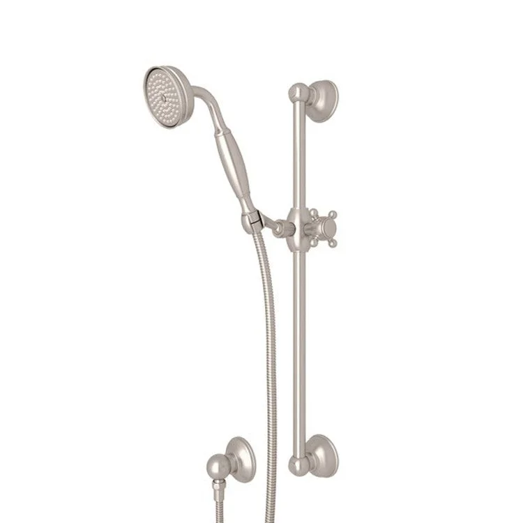 Handshower Set Metal Handle Satin Nickel Side Spray 1 Function 1.8 Gallons per Minute 21-5/8 Inch Brass Shower Bar