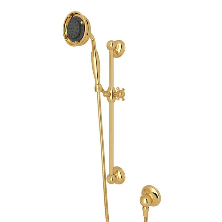 Handshower Set Brass Handle Italian Brass 3 Function 1.8 Gallons per Minute 21-5/8 Inch Brass Sliding Rail