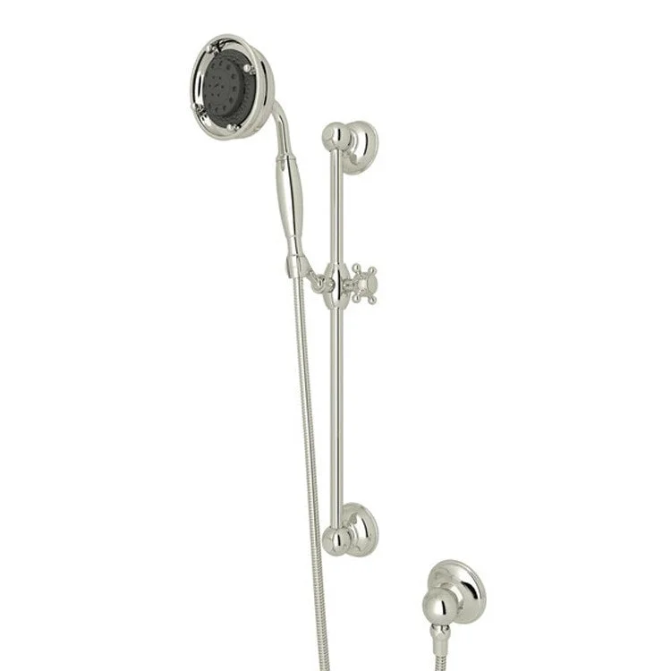 Handshower Set Brass Handle Polished Nickel 3 Function 1.8 Gallons per Minute 21-5/8 Inch Brass Sliding Rail