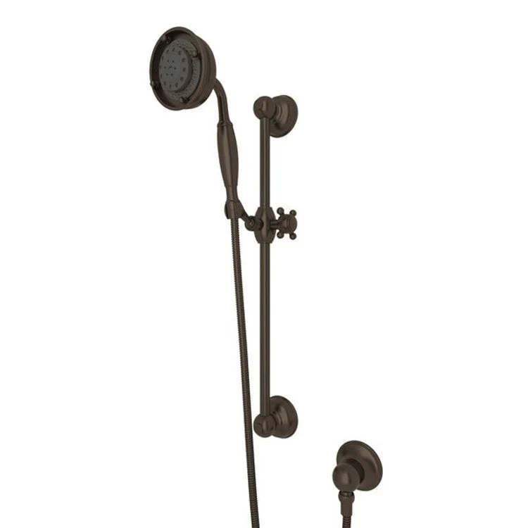 Handshower Set Brass Handle Tuscan Brass 3 Function 1.8 Gallons per Minute 21-5/8 Inch Brass Sliding Rail