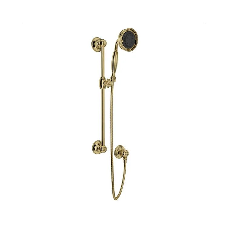 Handshower Set Brass Handle Unlacquered Brass 3 Function 1.8 Gallons per Minute 21-5/8 Inch Brass Sliding Rail